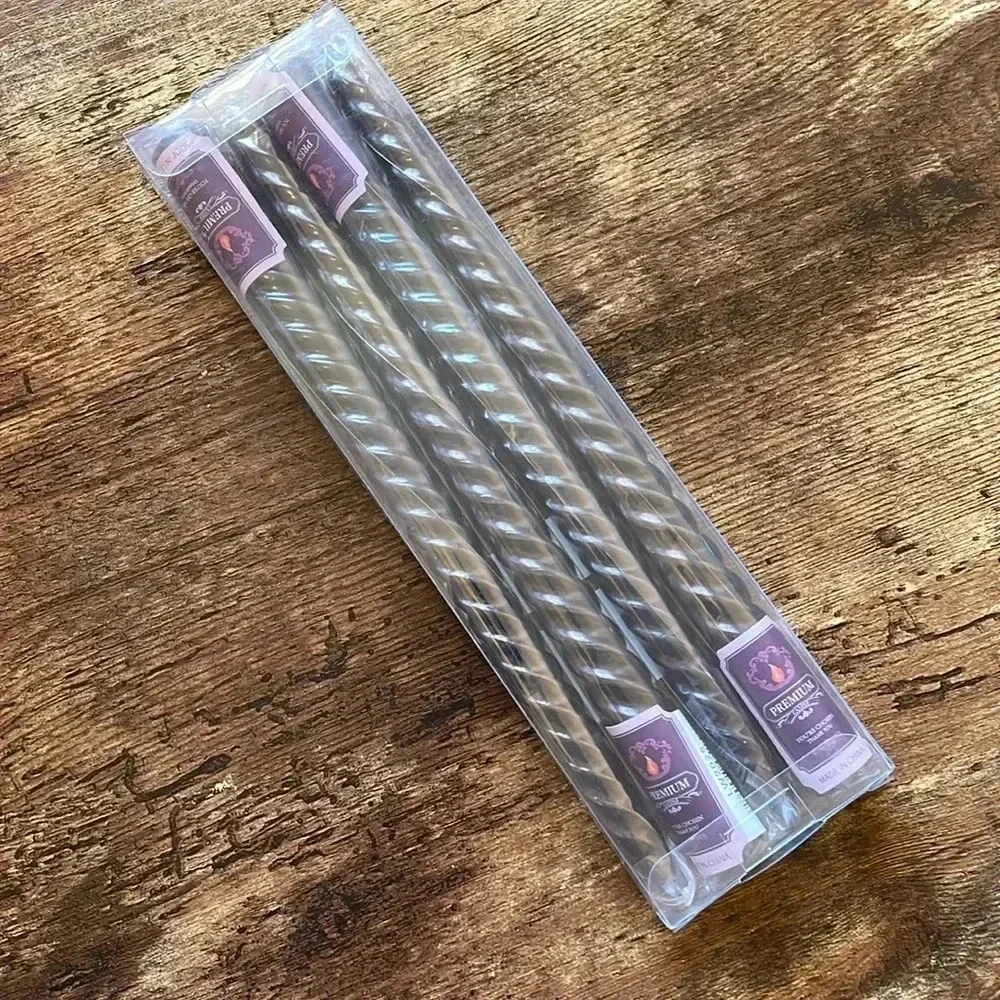 ❤️ 2/$20 or 3/$25 NEW Set of 4 Black Twisted Taper Candles in Gift Box